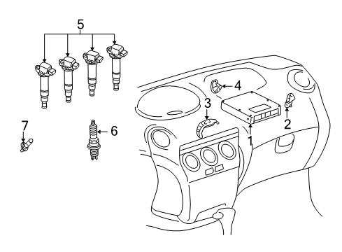 2004 Scion xB Powertrain Control ECM Side Bracket Diagram for 89669-52080