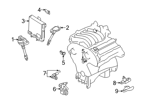 2003 Nissan Pathfinder Ignition System Engine Control Module Diagram for 23710-5W901