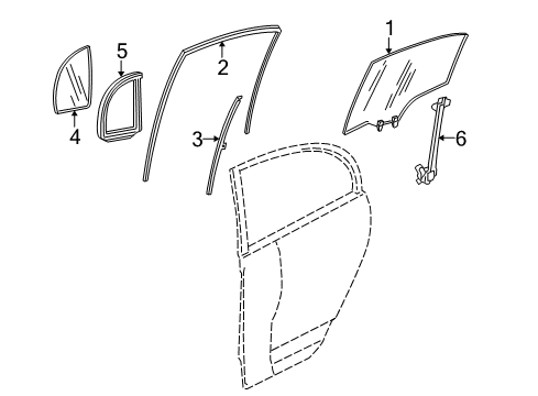 2006 Honda Civic Rear Door - Glass & Hardware Glass Assy., R. RR. Door (Green) (Nippon Safety) Diagram for 73400-SNA-A00