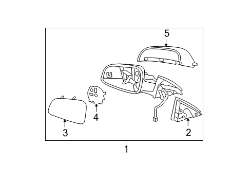 2010 Chevrolet Malibu Outside Mirrors Glass, Outside Rear View Mirror (W/Backing Plate) Diagram for 15902390