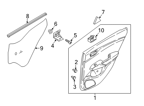 2022 Hyundai Accent Rear Door Cover Assembly-Rear Door Delta Inner, RH Diagram for 83920-J0000-4X