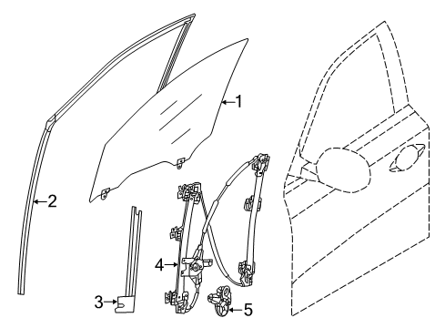 2014 Nissan Pathfinder Front Door Glass Assy-Front Door Window, LH Diagram for 80301-3KA0A