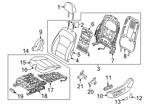 2017 Hyundai Elantra Heated Seats Map Board Assembly-Front Seat Back, L Diagram for 88391-F3000