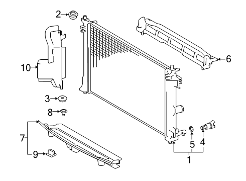 2022 Toyota Corolla Radiator & Components Side Baffle Diagram for 16593-0T110