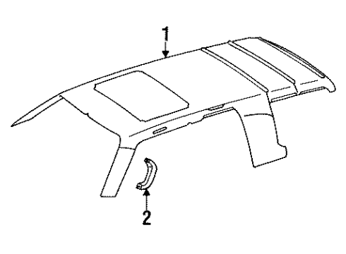 1991 Toyota Land Cruiser Headliner Pad Diagram for 63354-60010