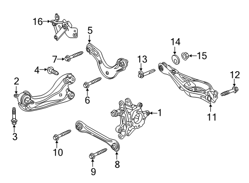 2017 Honda Civic Rear Suspension Components, Lower Control Arm, Upper Control Arm, Ride Control, Stabilizer Bar Lower Arm A Complete Diagram for 52370-TGH-A00
