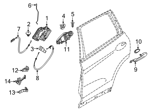 2021 BMW X4 Rear Door Outer Left Painted Door Handle Diagram for 51218492015