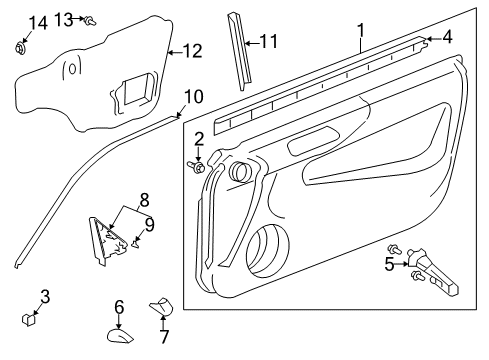 2000 Honda Insight Interior Trim - Door Weatherstrip, R. FR. Door (Inner) Diagram for 72335-S3Y-003