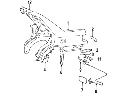 1992 Hyundai Excel Fuel Door Guard Assembly-Stone Under, LH Diagram for 86851-24000