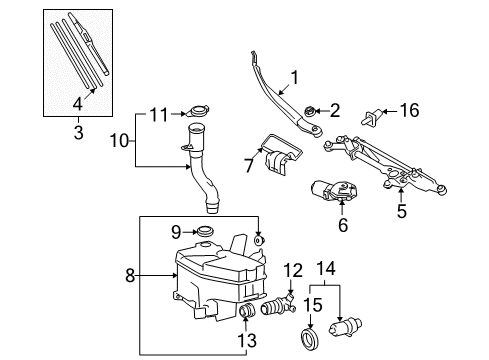 2012 Lexus LS460 Wiper & Washer Components Jar, Washer, A Diagram for 85315-50170