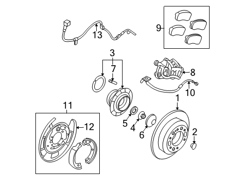 2012 Kia Sedona Anti-Lock Brakes Sensor-Abs Front Wheel , LH Diagram for 95670-4D000