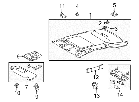 2012 Lexus IS350 Interior Trim - Roof Holder, Visor Diagram for 74348-12040-A1