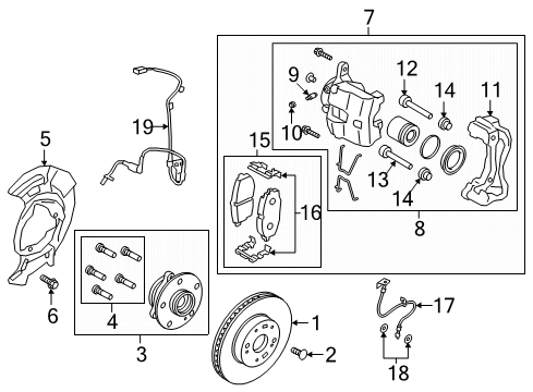2019 Kia Forte Front Brakes Front Wheel Hub Assembly Diagram for 51730M6000