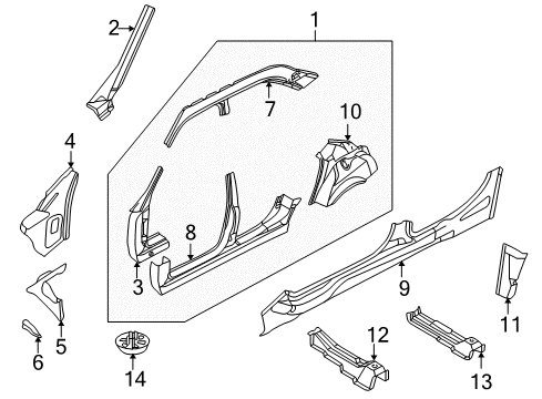 1997 BMW 740i Uniside Covering Plate Right Diagram for 41118156546