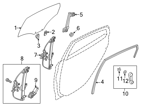 2012 Hyundai Accent Front Door Glass-Rear Door Window, RH Diagram for 83421-1R010