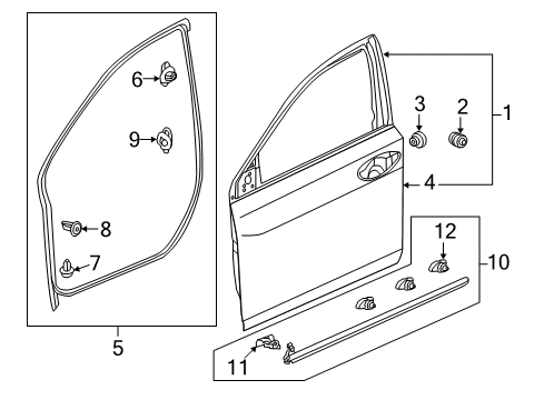 2014 Acura RLX Front Door Sub-Seal, Right Front Door (Lower) Diagram for 72328-TY2-A01