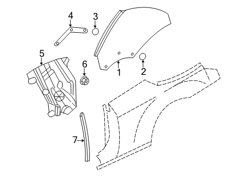 2010 Chrysler Sebring Quarter Panel - Glass & Hardware Window Regulator Diagram for 5008981AC