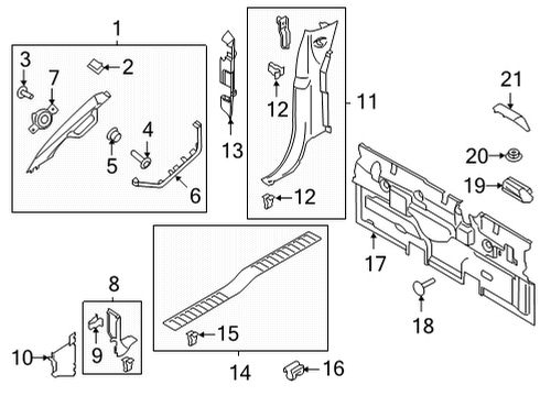 2021 Ford F-150 Interior Trim - Cab Scuff Plate Diagram for FL3Z-1813209-AC