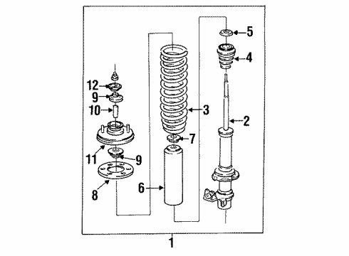 1992 Honda Civic Struts & Components - Front Shock Absorber Assembly, Right Front (Showa) Diagram for 51601-SR3-A51