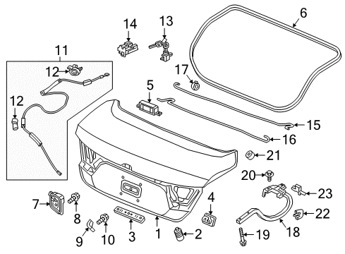 2021 Honda Accord Trunk Cable, Trunk Open (Emergency) Diagram for 74880-TVA-A01