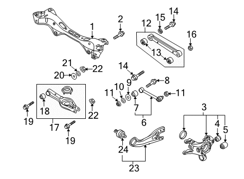 2011 Hyundai Tucson Rear Suspension Components, Lower Control Arm, Upper Control Arm, Stabilizer Bar Carrier Assembly-Rear Axle, RH Diagram for 52720-2S000