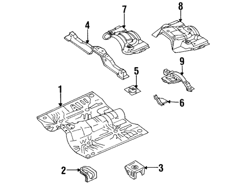 1993 Isuzu Rodeo Pillars, Rocker & Floor - Floor & Rails Rod, R. FR. Seat Belt Anchor Diagram for 8-94471-127-1