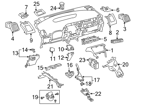 2014 Toyota Prius Plug-In Instrument Panel Defroster Grille Diagram for 55961-47030-C0