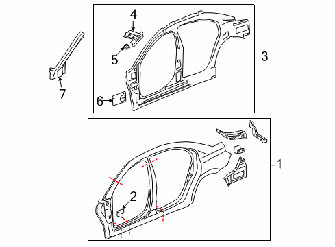 2009 Saturn Aura Uniside Uniside Assembly Diagram for 25888117