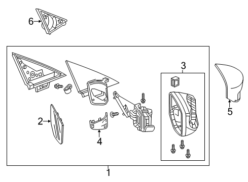 2015 Acura ILX Mirrors Mirror, Passenger Side (Heated) Diagram for 76203-TX6-A01