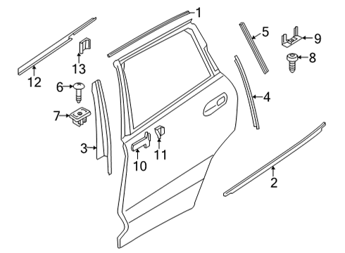 2021 BMW X6 Exterior Trim - Rear Door SEAL, END PANEL, B-COLUMN, L Diagram for 51357453849