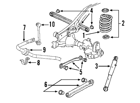 2005 Cadillac Escalade EXT Rear Axle, Lower Control Arm, Upper Control Arm, Ride Control, Stabilizer Bar, Suspension Components Shock Absorber Diagram for 88983616