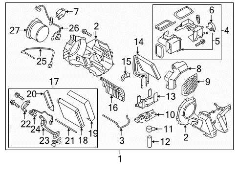 2015 Infiniti QX80 A/C Evaporator & Heater Components Bracket Assembly-Differential Member Mounting Diagram for 27355-1LA0A
