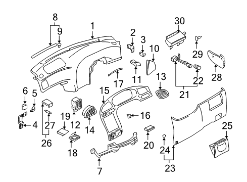 2001 Hyundai Elantra Instrument Panel Pad-Antinoise Diagram for 14955-08201