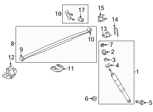 2014 Toyota Tundra Rear Suspension Spring Bumper U-Bolt Diagram for 90117-A0004