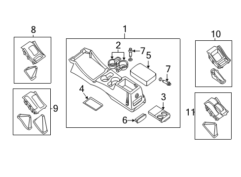 2004 Nissan Frontier Center Console Console Box-Floor Diagram for 96910-8Z820