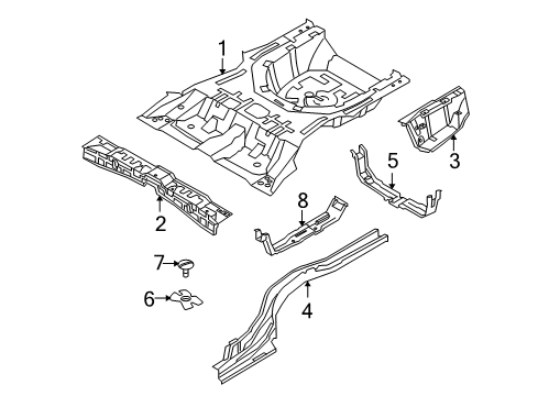 2004 Kia Amanti Rear Body - Floor & Rails Panel-Rear Floor Diagram for 655113F200