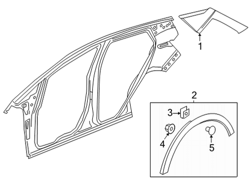 2022 Chevrolet Bolt EUV Exterior Trim - Quarter Panel Wheel Opening Molding Diagram for 42786093