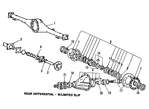 1989 Dodge Raider Rear Axle, Differential, Propeller Shaft Part Diagram for MB860919
