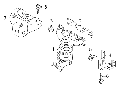 2015 Hyundai Santa Fe Sport Exhaust Manifold Exhaust Manifold Catalytic Assembly Diagram for 285102G445