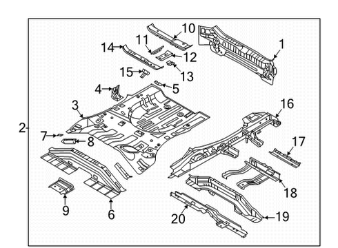 2022 Hyundai Tucson Rear Body, Floor & Rails PANEL-REAR FLOOR Diagram for 65511-P0400