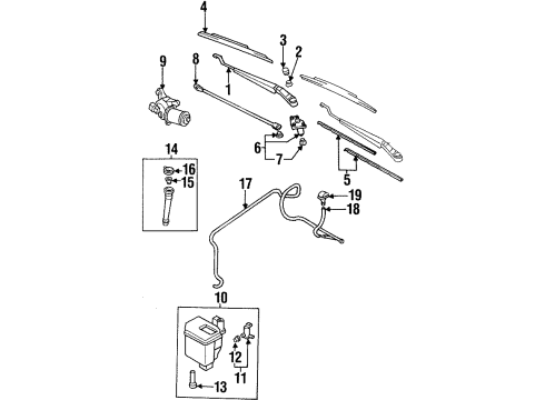 1993 Nissan Altima Wiper & Washer Components Rear Window Wiper Blade Assembly Diagram for 28890-60U65