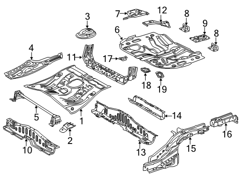 2019 Toyota C-HR Rear Body - Floor & Rails Support Bar Diagram for 57047-10011