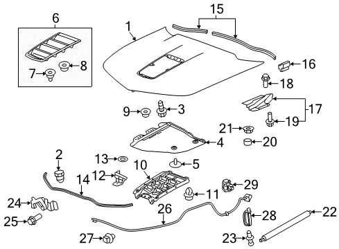 2015 Chevrolet Camaro Hood & Components, Exterior Trim Release Cable Diagram for 20959350