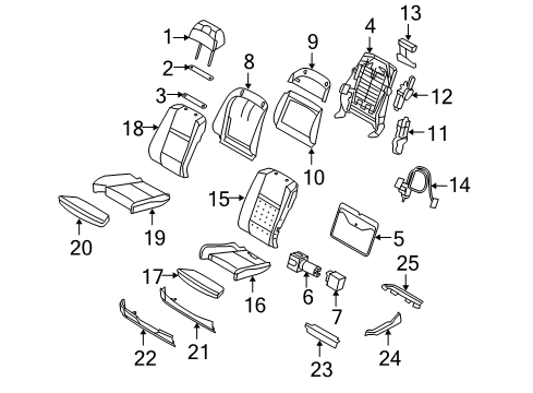 2011 BMW X6 Front Seat Components Thigh Support Upholstery Diagram for 52107167372