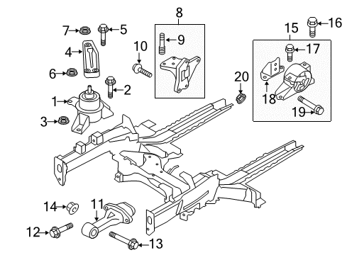 2011 Kia Soul Engine & Trans Mounting Engine Support Bracket Assembly Diagram for 216702B000