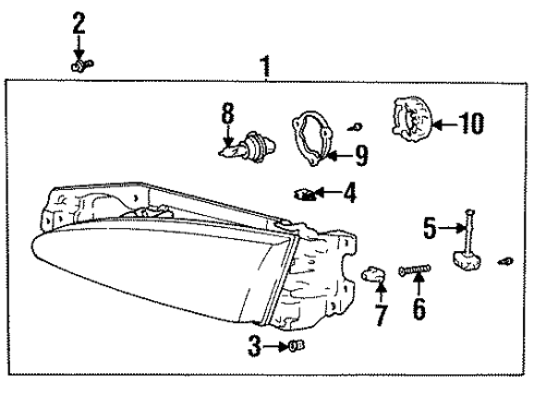 1997 Hyundai Accent Bulbs Driver Side Headlight Assembly Composite Diagram for 92101-22250