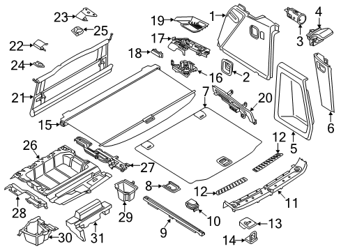 2021 BMW X3 Interior Trim - Rear Body Storage Compartment, Right Diagram for 51477396602