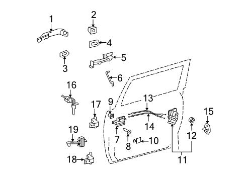 2008 Toyota FJ Cruiser Front Door Frame Diagram for 69202-35010