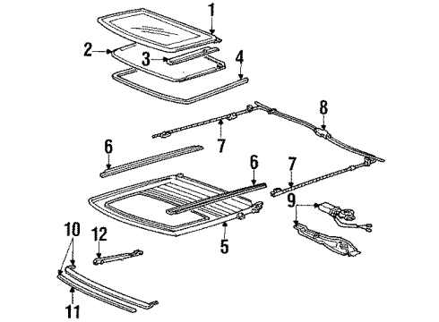 1989 Honda Accord Sunroof Motor Assy., Roof Diagram for 70450-SE3-S01