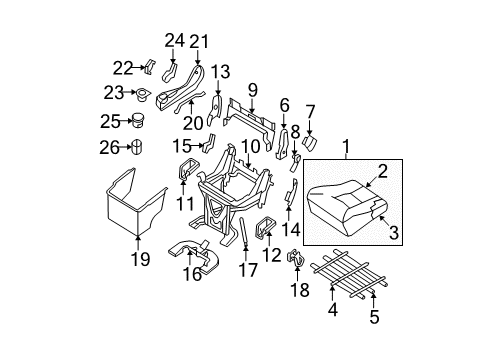 2007 Nissan Quest Rear Seat Components Cover-Striker, Rear Seat RH Diagram for 88643-ZM00A